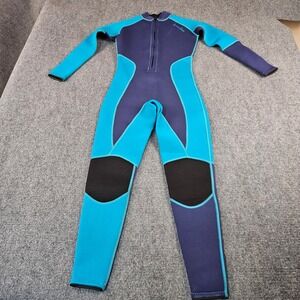 NeoSport AM Gear Wetsuit Medium Blue Navy Full Body Front Zip Scuba Surf Suit